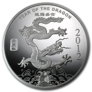 2012 Year Of The Dragon 1/2 Troy oz .999 Fine Silver Round BU Sealed - Picture 1 of 4