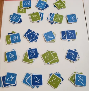Carta Ephemera 1" Quadrati in Blu e Verde con Scritta Numeri Alfabeto 94 pz - Foto 1 di 4