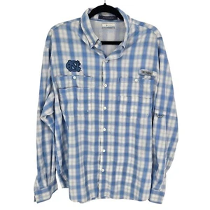 Columbia PFG Super Tamiami mens Large blue white North Carolina fishing shirt - Picture 1 of 12