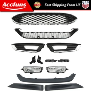 For Ford Focus 2015-2018 Front Bumper Upper+Lower Grill&Fog Light Set&Trim Set - Foto 1 di 20
