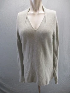 Nau Size L Womens Gray Cashmere Angora Long Sleeve V Neck Soft Cozy Sweater 447 - Picture 1 of 9
