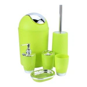 6Pcs Bathroom Accessory Set Bin Dish Dispenser Tumbler Toothbrush Holder - Picture 1 of 8