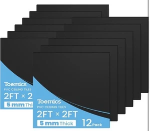 12 Pack Ceiling Tile PVC Drop Panel Cover 5mm Waterproof Washable, 2x2’ 5mm - Picture 1 of 7