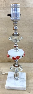 Lamp Boudoir Italian Marble Glass Porcelain Vintage - Picture 1 of 14