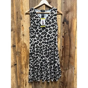 Premise Leopardenmuster ärmelloses Kleid Damen M Stretch A-Linie Neu mit Etikett Retro bequem - Bild 1 von 8