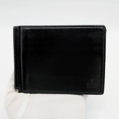 Gucci Geldklammer Kartenetui Doppelfaltung Geldbörse Schwarz Leder Unisex... - Bild 1 von 4