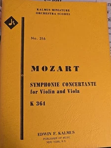 Mozart Symphonie Concertante for Violin and Viola #316 K 364 Kalmus Miniature SM - Picture 1 of 7