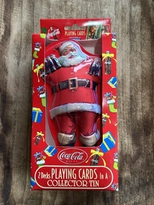 New In Box Coca-Cola Santa Collector Tin 2 Decks Of Bicycle Brand Playing Cards - Picture 1 of 11