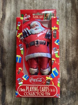 New In Box Coca-Cola Santa Collector Tin 2 Decks Of Bicycle Brand Playing Cards - Image 1 of 4