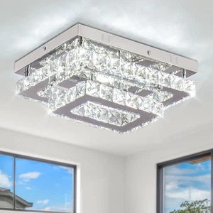 LED Cristallo Plafoniera Moderna Plafoniera Rettangolare K9 Acciaio Inox Lampada - Foto 1 di 12