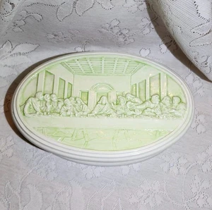 Vintage Keramik Das letzte Abendmahl Deko Aufbewahrungsbox Religiös Kunst Stück - Bild 1 von 8