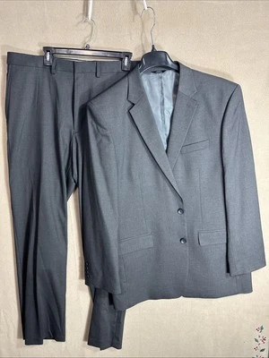 J.M. Traje de 2 piezas HAGGAR 46L gris jaspeado ajuste clásico elástico frente plano 38x32 Foto 1 de 4