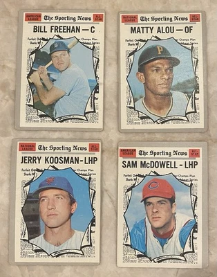 1970 Topps "Sporting News" Lot Of 4 - Koosman, Alou, Freehan, McDowell - Good - Image 1 of 4