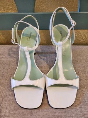 Never Worn Vintage Sigerson Morrison Kitten Heel White Strappy Sandals Size 6.5  - Image 1 of 4