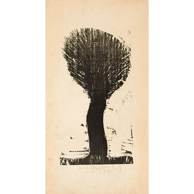 Kurt Mühlenhaupt Holzschnitt Baum signiert 1968 Schmalformat - Bild 1 von 4