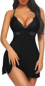 Women Lingerie Lace Chemise Sleepwear Babydoll Teddy Lingerie - Picture 1 of 48