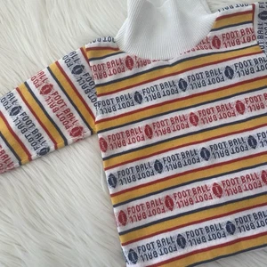 Vintage Health-Tex gestreiftes Fußballtrikot Langarm Größe 12 Monate Made in USA - Bild 1 von 4