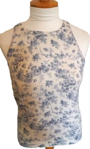 Chaleco Suéter Tejido Floral Azul Cottage Core Ralph Lauren Para Mujer Talla S/M - Imagen 1 de 4