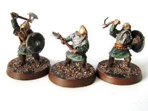 A24 WARHAMMER LOTR / MIDDLE EARTH - MORIA DWARF WARRIORS X 3 PAINTED METAL - Picture 1 of 2