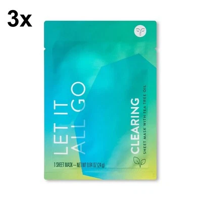 Lot of 3 Regular Sheet Mask Clearing Tea Tree Oil & Salicylic Acid Facial 0.84oz - Image 1 of 4