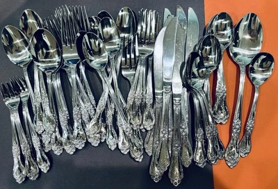 Vintage Rogers Co Stainless Steel Flatware Silverware Korea Love Joy 66 Pieces - Image 1 of 4