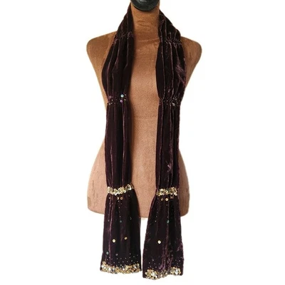 Vintage Talbots Veludo Frisado Lantejoulas Marrom Borgonha Outono Inverno Ano Novo  - Imagem 1 de 4