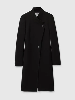 NEW, REISS WOOL-BLEND LONGLINE DOUBLE-BREASTED COAT IN BLACK SIZE 14 #W94 - Image 1 of 4