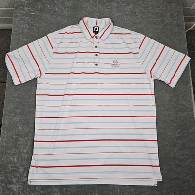 Camisa polo de golf FootJoy 2XL Corte Bella Club para hombre rendimiento a rayas manga corta Foto 1 de 4