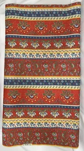 Vintage Wamsutta Mills Red Blue Yellow Green Stripe/Floral Bohemian Country 5 yd - Picture 1 of 6