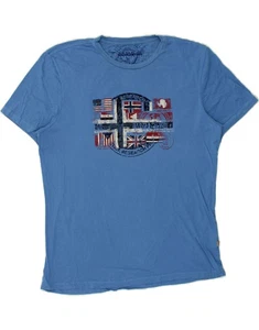 Camiseta Top NAPAPIJRI Mujer Gráfica Reino Unido 16 Grande Azul Algodón BA01 - Imagen 1 de 4