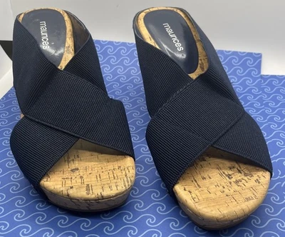 Sandalias de plataforma con cuña de corcho Maurices azul marino para mujer 8 sin cordones cómodas Foto 1 de 4