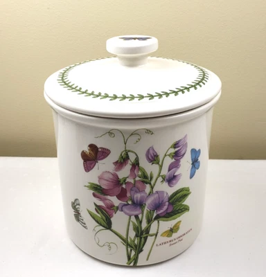 🌻Portmeirion Botanic Garden 9" Crock de almacenamiento con tapa - Sweet Pea Hecho en Inglaterra Foto 1 de 4