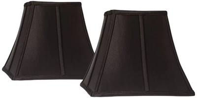 Set of 2 Square Lamp Shades Black Small 6x11x9.75 Spider with Harp and Finial - Image 1 of 4