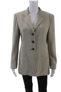 DKNY Women's Long Sleeves Lined Two Button Basic Jacket Blazer Beige Size 6 - Picture 1 of 10