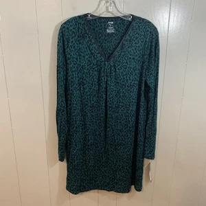 Apt. Camicia da notte 9 intimi verde stampa animalier manica lunga mamma nonna M NUOVA - Foto 1 di 8