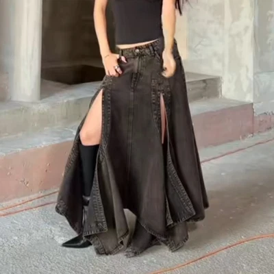 NWT Glenn Martens x H&M Flared Denim Skirt Dark Brown 1298155001 Size US 4 - Image 1 of 4