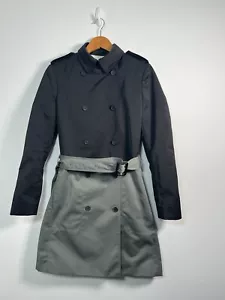 JOSEPH bicolor size 38 with belt trench coat Black Grey Luxury Designer Classic - Picture 1 of 14