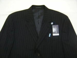 Chaqueta Blazer a Rayas Negro Chaps Para Hombres 100% Lana 40 R $220 Deportiva 3 Botones - Imagen 1 de 10