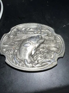 Fibbia cintura Siskiyou pesca basso acqua dolce sport trota pesce vintage 1984 - Foto 1 di 11