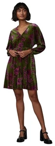 Maggy London NWT Womens Size L Green Pink Long Sleeve Floral A-Line Dress - Picture 1 of 12