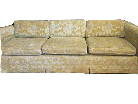 Vintage Sofa Couch Contemporary Traditional Lite Green Paisley Floral Design 95” Cover