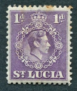 ST LUCIA 1938-48 1d violet SG129a mint MH FG King George VI KGVI PERF 12.5 #C01 - Picture 1 of 1