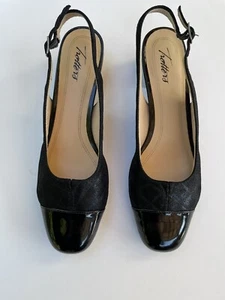 Trotters DEA Women’s Pumps Black Leather Slingback size 8 1/2 - Picture 1 of 10