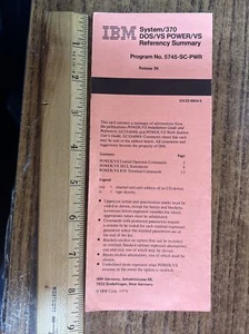 IBM System/370 DOS/VS POWER/VS Referency Summary - Program N0. 5745-SC-PWR - Picture 1 of 3