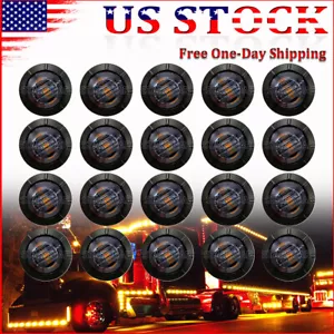 20x 3/4" Smoked Amber LED Bullet Side Marker Lights Truck Trailer Snap-In Mount - Picture 1 of 9