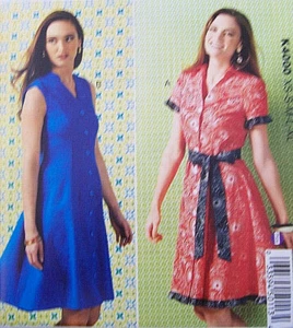 XS-XL button-front shirt DRESS PATTERN bust 31-45" =about sz8-22 collar option - Picture 1 of 3