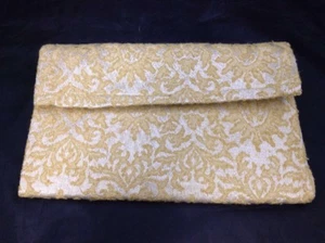 Bolso/bolso de mano pequeño hecho a mano tela de tapicería vintage con patrón de flores amarillas - Imagen 1 de 11