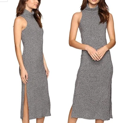 Vestido Suéter Angie Gris Carbón Jaspeado Cuello Alto Sin Mangas Nuevo con Etiquetas Pequeño Foto 1 de 3