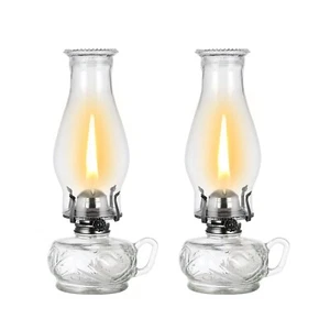 2 Pack Rustic Large Oil Lamp with Handle Vintage Glass Kerosene Lamp Antique ... - Picture 1 of 7