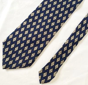 EFenzo Felini Men's Neck Tie Blue Cream Diamonds 100% Silk Made in France - Picture 1 of 7
